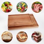 Large Acacia Wood Cutting Boards for Kitchen, 24 x 18 Inch Extra Large Wooden Cutting Board with Juice Groove, Reversible Butcher Block Cutting Board for Meat and Veggies - Image 6