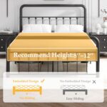 Fluest 14 Inch Queen Bed Frame Classic Metal Platform Bed Frame with Charging Station & LED, Victorian Style Iron-Art Headboard/Footboard, Under Bed Storage, No Box Spring Needed, Noise Free - Image 8