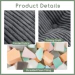 HIGOGOGO Square Stuffed Pouf Ottoman, Corduroy Poufs with Foam Chunk Filling, Furry and Fluffy Pouf Foot Stool Storage Ottoman, 21 X 21 Floor Poufs Foot Rest for Living Room, Dark Grey - Image 4