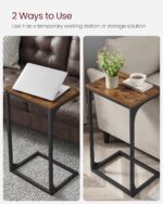 VASAGLE C-Shaped End Table, Side Table for Sofa, Couch Table with Metal Frame, Small TV Tray Table for Living Room, Bedroom, Rustic Brown and Black - Image 11
