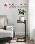 VASAGLE C-Shaped End Table, Side Table for Sofa, Couch Table with Metal Frame, Small TV Tray Table for Living Room, Bedroom, Rustic Brown and Black - Image 8
