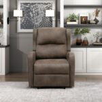 Lexicon Manual Recliner Chair, Reclining Sofa Chair, Home Theater Seating, Wall Hugger, Manual Recliner for Living Room/Office/Apartment, Easy Assembly, Brown Polished Microfiber - Image 2