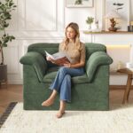 51" Cloud Sectional Couch, Modern Modular Sofa with Deep Seat, Comfy Compressed Single Sofa, Upholstered Corduroy Couches for Living Room, No Assembly Required, Green - Image 6