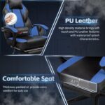 Gaming Chairs for Adults, Computer Chair with Footrest and Ergonomic High Back, Big and Tall Gamer Chairs with Massage Lumbar Support, 360° Swivel Height Adjustable Gaming Chair, Blue - Image 7
