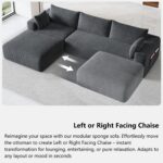 108" Cloud Couch Modular Sectional Sofa for Living Room,L-Shaped Boneless Couch with Deep Seat Chaise,No Assembly Required Foam Sleeper Sofa for Apartments,Plush Corduroy Fabric, Dark Gray - Image 13