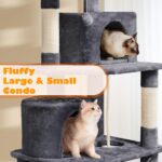 Yaheetech 62.5inches Cat Tree Cat Tower Cat Condo with Platform & Hammock, Scratching Posts for Kittens Pet Play House with Plush Perch for Indoor Activity Relaxing, Dark Gray - Image 5