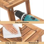 Double Adirondack Side Table, Weather-Resistant Rectangular End Table for Patio, Garden, Lawn, and Living Room. Ideal as a Stylish Indoor and Outdoor Side Table Companion, Natural - Image 9