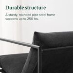 Zinus Aidan Sling Accent Chair, Metal Framed Armchair with Shredded Foam Cushioning, Black - Image 8