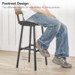 HOOBRO Black Bar Stools, Set of 2 PU Upholstered Tall Bar Stools, Kitchen Breakfast Stools with Footrests, Bar Chairs, for Kitchen, Dining Room, Bar, Cafe, Rustic Brown and Black BF84BY01G2 - Image 4