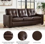 Signature Design by Ashley Santorine Transitional Tufted Leather Match Sofa, Dark Brown - Image 4