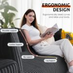 108" Cloud Couch Modular Sectional Sofa for Living Room,L-Shaped Boneless Couch with Deep Seat Chaise,No Assembly Required Foam Sleeper Sofa for Apartments,Plush Corduroy Fabric, Dark Gray - Image 6