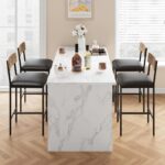 GarveeHome Bar Stools Set of 4, Upholstered Counter Height Bar Stools with Backrest and Footrest, Kitchen Barstools for Island, Counter Bar, Easy Assembly, Rustic Brown - Image 7