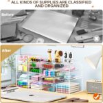 caktraie Makeup Organizer Storage with 16 Drawers, 4 Pcs Desktop Office Supplies, Desk Organizers, Clear Accessories, Dustproof Storage Drawer and for Make Up, Jewelry, Pen, Stationary - Image 6