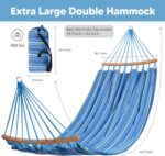 SUNCREAT Hammocks Double Hammock with Curved Spreader Bar, Outdoor Portable Hammock with Carrying Bag & Tree Straps for Bedroom, Patio, Backyard, Balcony, Max 450lbs Capacity, Blue - Image 6