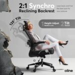 Oline ErgoAir Ergonomic Office Chair – Adjustable Lumbar Support, Flip-Up Armrests, Mesh Computer Desk Chair, Swivel Rolling Executive Gaming Chair for Home & Office (Black) - Image 6