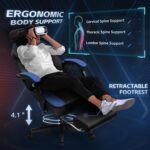 Gaming Chairs for Adults, Computer Chair with Footrest and Ergonomic High Back, Big and Tall Gamer Chairs with Massage Lumbar Support, 360° Swivel Height Adjustable Gaming Chair, Blue - Image 5