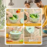 Large Capacity Green Salad Spinner, 4.24 Quart Lettuce Spinner with Dual Drainage, Efficient Salad Dryer for Quick Washing, Spinning & Draining Greens, Fruits, Veggies-with Shredding Blade - Image 4