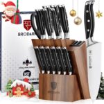 BRODARK Kitchen Knife Set: Full Tang 15 Pcs Professional Chef Knife Set with Sharpener, Razor-sharp Knives Set for Kitchen, German Stainless Steel Knife Block Set, Gift Box for Men Women - Image 2