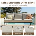 NATURAL EXPRESSIONS Patio Sofa Outdoor Furniture Metal Chair with Wicker Backrest & 6 Inches Cushion for Indoor, Front Porch, Deck, Balcony, Backyard, Sunroom, 73.35"(L) x 29.75"(W) x 33.86"(H). - Image 5