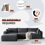 108" Cloud Couch Modular Sectional Sofa for Living Room,L-Shaped Boneless Couch with Deep Seat Chaise,No Assembly Required Foam Sleeper Sofa for Apartments,Plush Corduroy Fabric, Dark Gray - Image 8