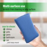 Miracle Microfiber Kitchen Sponge by Scrub-It (6 Pack) - Non-Scratch Heavy Duty Dishwashing Cleaning sponges- Machine Washable - (Blue) - Image 6