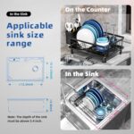 Dish Drying Rack, Stainless Steel Space-Saving Dish Rack, Dish Racks for Kitchen Counter, Kitchen Dish Drainers with Removable Utensil Holder,New Drain Outlet,Plate Rack and Drainboard, Black - Image 3
