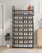 Kitsure Shoe Rack for Closet - 10-Tier Shoe Organizer with Hook Rack, Large-Capacity & Space-Saving Shoe Shelf for Entryway, Bedroom, Living Room,32.2" x 11.8" x 68.5", Black - Image 6