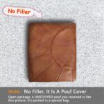 Thgonwid Unstuffed Moroccan Storage Pouf Foot Stool Ottoman Seat Handmade Faux Leather Bean Bag Floor Chair Foot Rest for Living Room, Bedroom or Balcony (Light Brown) - Image 7