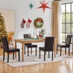 Yaheetech Dining Chairs Set of 4 PU Leather Dining Room Chairs with Waterproof Surface and Wood Legs for Kitchen Restaurant and Living Room, Dark Brown - Image 8