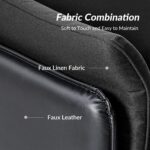 HULALA HOME Modern Faux Leather Loveseat Sofa Combined with Linen Fabric, Comfy Upholstered 2-Seater Couch with Metal Legs, Small Love Seat for Living Room Bedroom, Black - Image 4