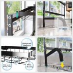 SAYZH Over The Sink Dish Drying Rack, Adjustable (25.5 to 33.5 inch) 2 Tier Metal Steel Dish Drying Racks for Kitchen Counter with Hooks Paper Towel Utensil Cup Holder Sink Caddy (Black) - Image 10