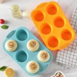 2PCS Silicone Muffin Cupcake Pan Molds, Ohola 6-Cavity Nonstick Silicone Muffin Pans for baking, Perfect for Cupcakes, Muffin, Brownies and More, BPA Free, 2 Pack (Orange and Peacock Blue) - Image 7