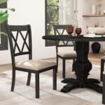 Roundhill Furniture Windvale Fabric Upholstered Dining Chair, Set of 2, Black - Image 4