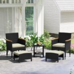 Yaheetech 5 Piece Patio Conversation Set, Outdoor Wicker Bistro Furniture, PE Wicker Outdoor Rattan Chairs Set with Coffee Table for Porch, Poolside, Lawn, Garden, Balcony - Image 3