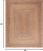 SAFAVIEH Area Rug 8x10 - Cape Cod Collection - Large - Natural Brown, Handmade Braided Flat Weave Jute (CAP252A) - Image 3