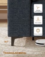 Upvilla 88.97" Modern Sofa Couch for Living Room, Deep Seat Sofas with 8”Cushion, Comfy 2-Seater Chenille Loveseat with Convertible Armrest, Removable Sofa Cover, High Leg (Blue) - Image 9