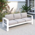 Solaste Outdoor Couch Aluminum Patio Furniture Sofa, 3-Seat All-Weather Metal Outdoor Patio Furniture with Cushions,Light Grey - Image 2