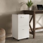 File Cabinet - 2-Drawer Cabinet with Lock and Deep Drawer Storage - Rolling Filing Cabinet for Under The Desk, Home, or Office by Lavish Home (White) - Image 7