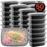 50-Pack Reusable Meal Prep Containers Microwave Safe Food Storage Containers with Lids, 28 oz - 1 Compartment Take Out Disposable Plastic Bento Lunch Box To Go, BPA Free - Dishwasher & Freezer Safe - Image 9