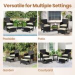 Yaheetech 5 Piece Patio Conversation Set, Outdoor Wicker Bistro Furniture, PE Wicker Outdoor Rattan Chairs Set with Coffee Table for Porch, Poolside, Lawn, Garden, Balcony - Image 5