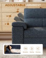 Upvilla 88.97" Modern Sofa Couch for Living Room, Deep Seat Sofas with 8”Cushion, Comfy 2-Seater Chenille Loveseat with Convertible Armrest, Removable Sofa Cover, High Leg (Blue) - Image 6