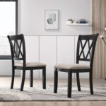 Roundhill Furniture Windvale Fabric Upholstered Dining Chair, Set of 2, Black - Image 2