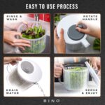 BINO | Salad Spinner - 2.6 Qt | Small Manual Lettuce Spinner with Built-in Draining System | Salad Spinner, Colander, and Water Pitcher in One | Fruit & Vegetable Basket Colander | Kitchen Gadgets - Image 5