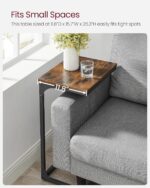 VASAGLE C-Shaped End Table, Side Table for Sofa, Couch Table with Metal Frame, Small TV Tray Table for Living Room, Bedroom, Rustic Brown and Black - Image 7