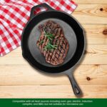 Elegant Kitchen Nonstick Pan, Premium Pre-Seasoned Cast Iron Skillet, Frying Pan for Oven, Stove or Grill, Safe for Indoor & Outdoor – 10 Inch - Image 7