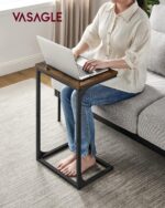 VASAGLE C-Shaped End Table, Side Table for Sofa, Couch Table with Metal Frame, Small TV Tray Table for Living Room, Bedroom, Rustic Brown and Black - Image 5