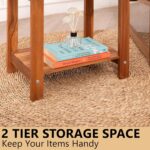 Double Adirondack Side Table, Weather-Resistant Rectangular End Table for Patio, Garden, Lawn, and Living Room. Ideal as a Stylish Indoor and Outdoor Side Table Companion, Natural - Image 7