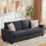 GAOMON Loveseat Sofa Couch for Living Room, 83 Inch Corduroy 2 Seater Love Seat with Wide Armrest, Removable Washable Cushion Cover for Small Spaces (83inch, Dark Gray) - Image 2