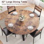 Round Dining Table for 4,Kitchen Dining Room Circle Dinner Pedestal Table,Space Saving Wood Kitchen & Dining Room Furniture (Vintage, 42In) - Image 7