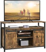 Yaheetech TV Stand, Entertainment Center with Storage Cabinets for 55 Inches TV, Barn Door TV Stand with Height Adjustable Shelves, Farmhouse TV Console for Living Room, 47 Inch - Image 2